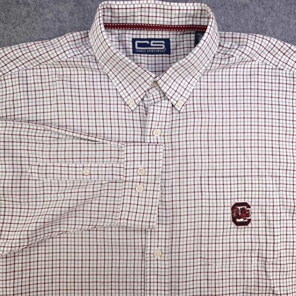 Crawford Sportswear Men's White & Maroon Check Button-Down Shirt